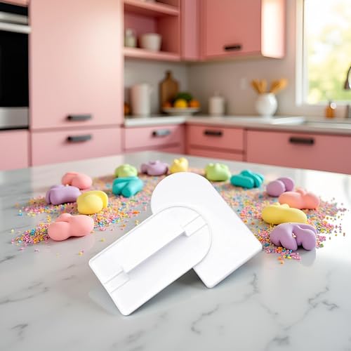 Bwexxt 2 Pcs White Plastic Fondant Icing Smoother and Scraper Tool