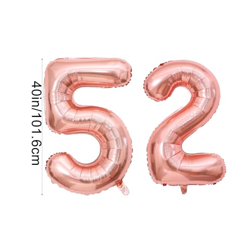 40 Inch Rose Gold Number 52 Balloon for Birthday & Party Decor