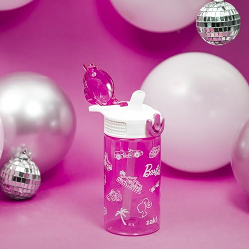 Zak Designs Barbie Kids 16oz Leak-Proof Water Bottle - BPA-Free, Dishwasher Safe