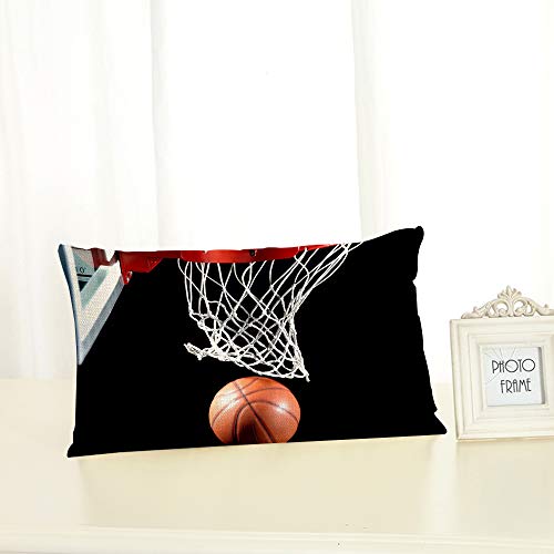 Basketball Hoop Throw Pillow Cover, 20x12 Inch Cotton Linen Cushion Case