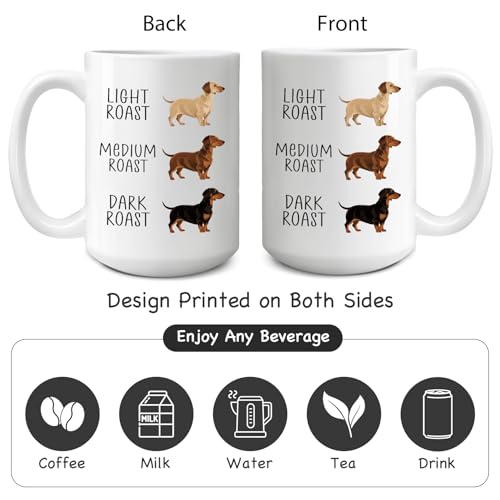 Dachshund Coffee Mug 15oz - Funny Dog Lover Gift for Dog Mom Dad