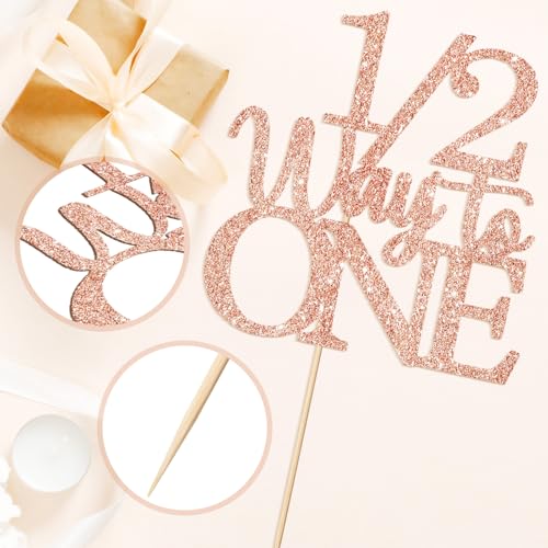 Gold Glitter 1/2 Half Birthday Cake Topper - 5.9 x 9.6 Inches