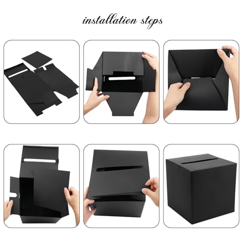 Black Card Box for Weddings and Events - 7.9 Inch Gift Card Holder