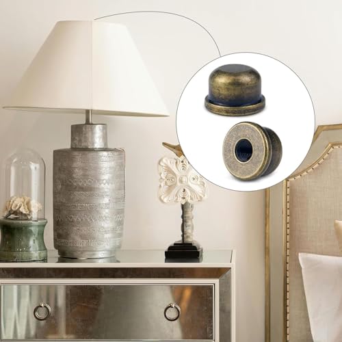 Solid Bronze Lamp Finial Caps - 2 Pack for Standard Harps