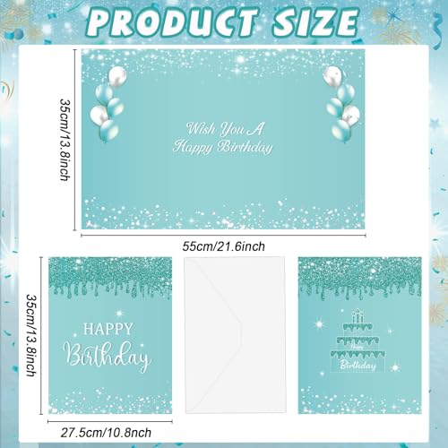 CHUNNIN Teal Silver Jumbo Birthday Guest Book & Greeting Card Set with Envelope — Large Celebration Keepsake