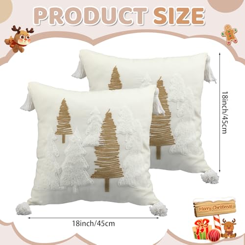 Wonderjune Christmas Tree Velvet Throw Pillow Covers, 18x18 Inch, 2 Pack