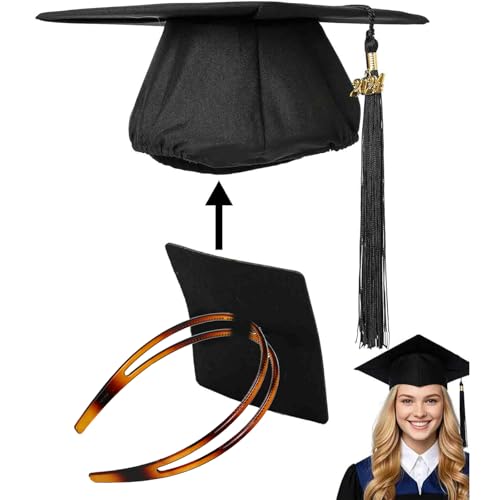 Graduation Cap Headband Brown Anti-Fall Grad Hat Holder with Adhesive Felt