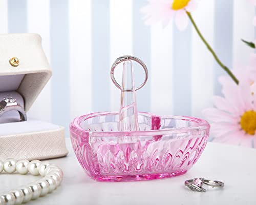 Pink K9 Crystal Heart Ring Holder Dish for Jewelry Organization