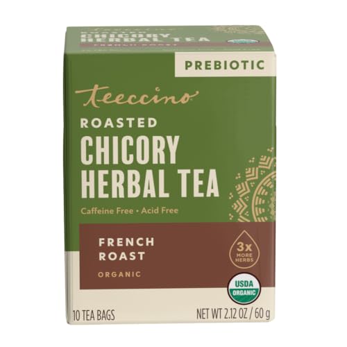 Teeccino French Roast Herbal Tea - Caffeine Free, 10 Tea Bags
