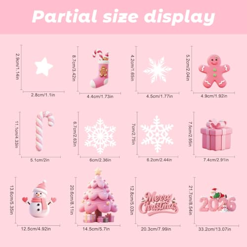 Christmas Window Clings Set - Reusable Snowflake & Merry Christmas Decals, 4 Sheets C19