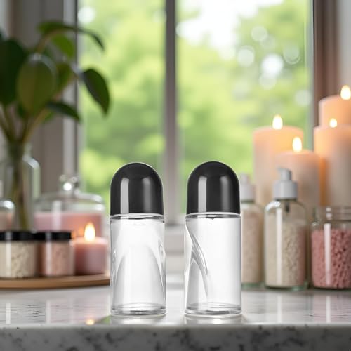 50ml Glass Rollerball Bottles with Black Lids, Leak-Proof 2-Pack