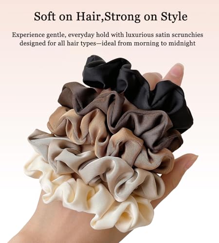 WENICER Ultra-Petite Satin Hair Scrunchies - 5 Pack Silk Hair Ties