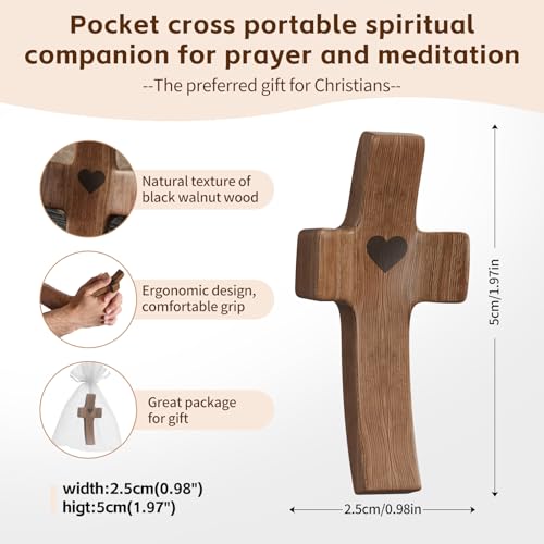 Wooden Pocket Cross Fidget for Anxiety Relief & Prayer - 4 Pcs