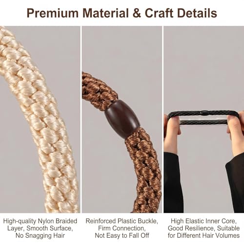 QUUPY 15-Piece Braided Hair Ties, Multicolor Elastic Ponytail Holders