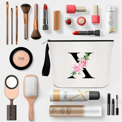 Initial Makeup Bag Waterproof Monogram Cosmetic Pouch for Women