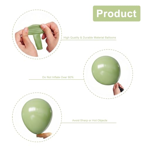 Sage Green Balloons Set - 55Pcs with Gold, White & Green Mix