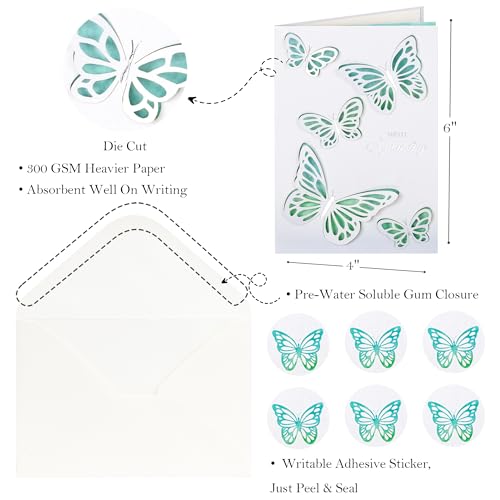 Crisky 2-Pack Sympathy Cards with Envelopes & 3D Butterflies