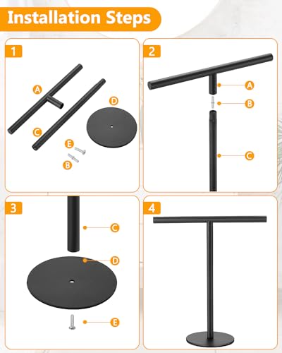 Matte Black T-Shape Hand Towel Holder Stand for Bathroom & Kitchen