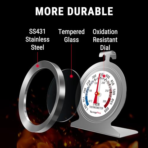 TempPro Oven Thermometer for Gas Oven - Stainless Steel, 3x3x1.61"