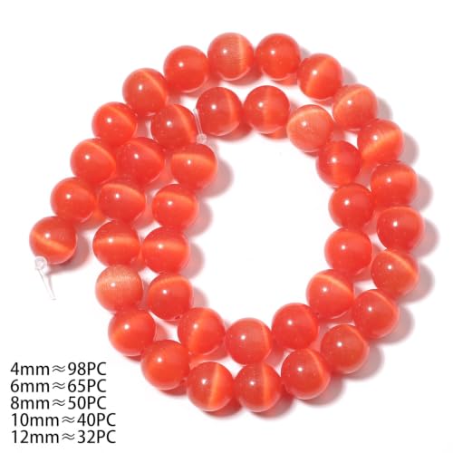 Red Cat Eye Stone Beads 8mm for Jewelry Making and Crafts