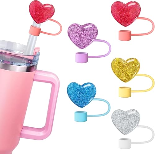 Bling Hearts Silicone Straw Cover for Stanley Tumbler – Blue