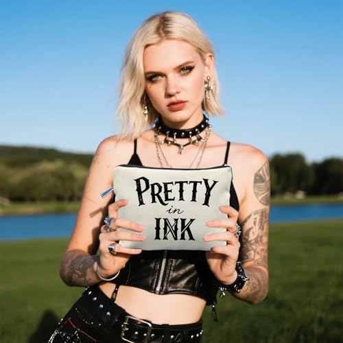 Tattoo Artist Makeup Bag Canvas Travel Wash Pouch Pretty in Ink