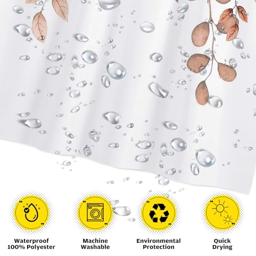 Funnytree 72x72 Watercolor Autumn Shower Curtain - Waterproof & Machine Washable