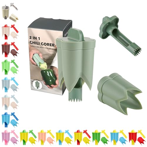 WROLEM 2-in-1 Pepper Corer and Seed Remover Tool for Bell Peppers and Jalapenos