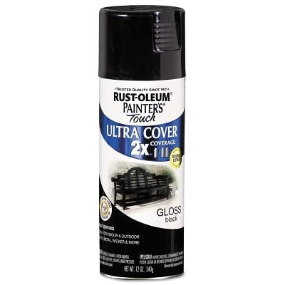 Rust-Oleum Painter's Touch 2X Ultra Cover Spray Paint, Gloss Black, 12 oz