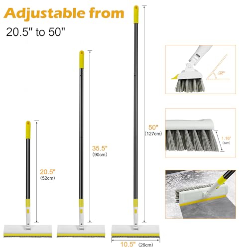 DALIPER 2-in-1 Floor Scrub Brush with 50" Adjustable Handle