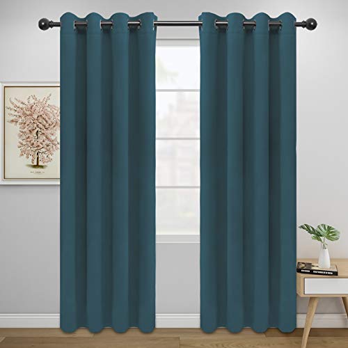 Easy-Going Bluestone Thermal Grommet Blackout Curtains, 2 Panels 52x84