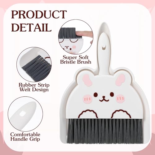 Little White Rabbit Portable Mini Dustpan and Brush Set for Small Space Cleaning