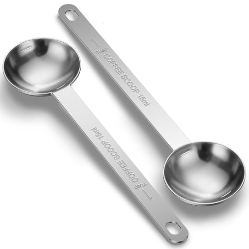 Qoarxui 2PCS Stainless Steel Coffee Scoop Spoons - 15ML Measuring Spoons for Coffee, Tea, and Baking