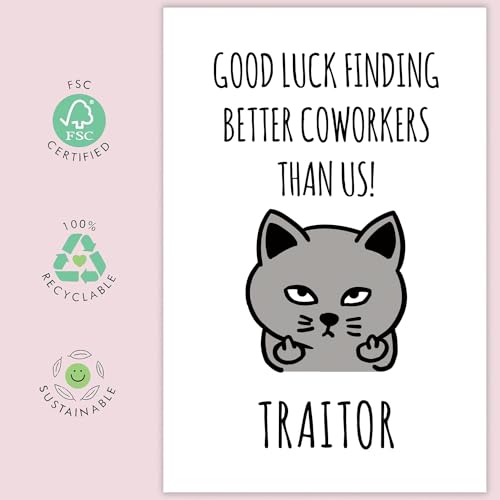 Funny Goodbye Card for Coworkers - Farewell Card Gift for Boss