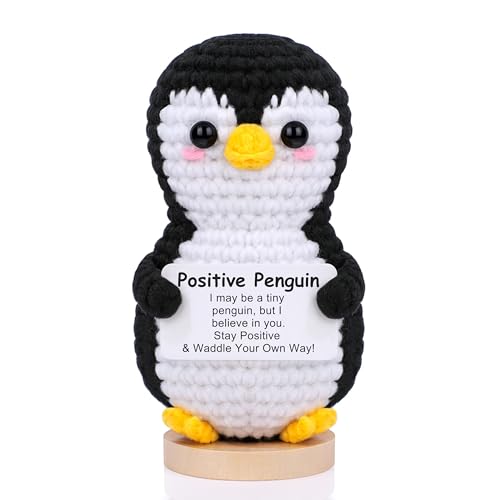 JoycuFF Mini Positive Penguin Crochet Doll – Cute Emotional Gift