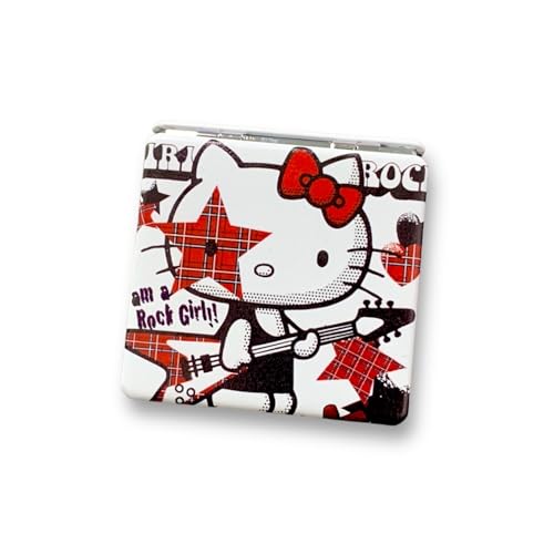 KOZUKI Kitty Compact Mirror Rock - Pink, Double-Sided, Portable