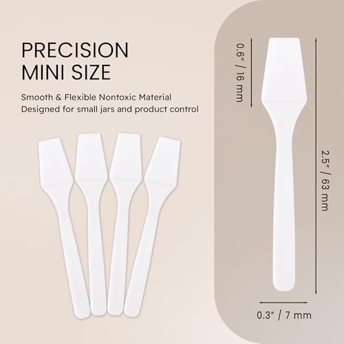 PANA 100pcs Disposable Plastic Cosmetic Spatulas 2.5 Inch White Cream Applicator