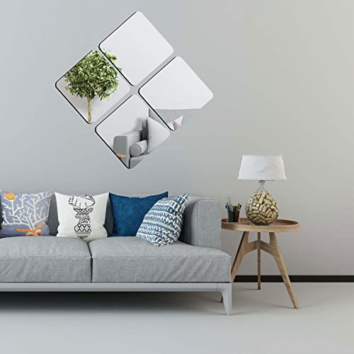 Self-Adhesive Acrylic Mirror Tiles - 6 Pack, 8" x 8" for Home Decor