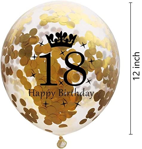 Gold 18 Number Balloons - 12 Inch 18th Birthday Decorations