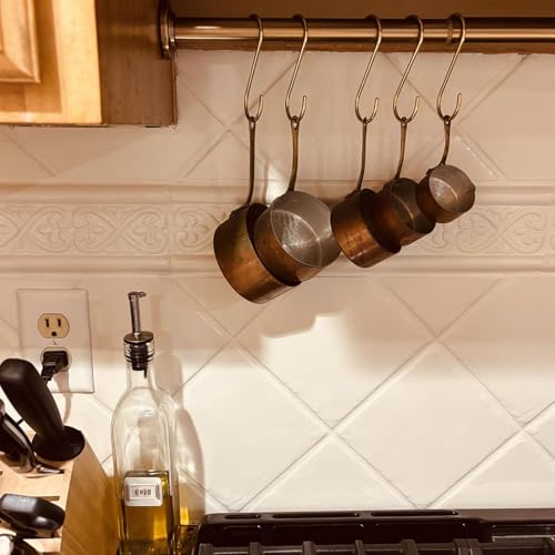 Solid Brass S Hooks for Hanging - 4 Pack, Heavy-Duty Decorative Hooks