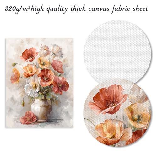 Dazzlewall Floral Canvas Print - White Red Flowers Artwork 12x16