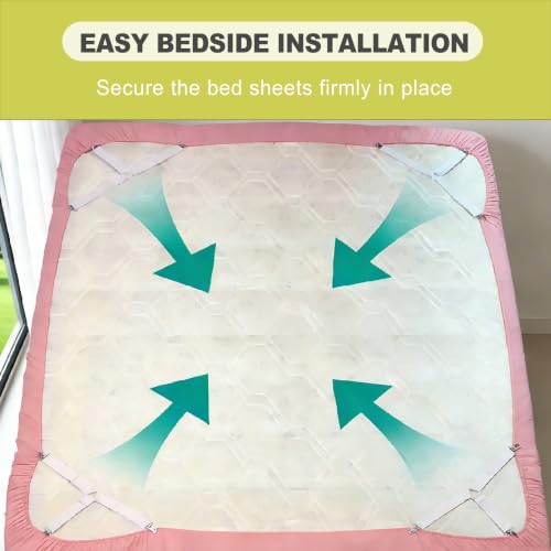 4-Pack Adjustable Bed Sheet Holder Straps - Elastic Corner Fasteners