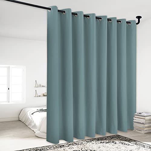 NICETOWN Blackout Room Divider Curtain, 120"W x 84"L, Greyish Blue
