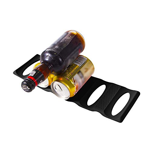 Webake Silicone Fridge Can Organizer, Stackable Bottle Rack - Black (2 Pack)