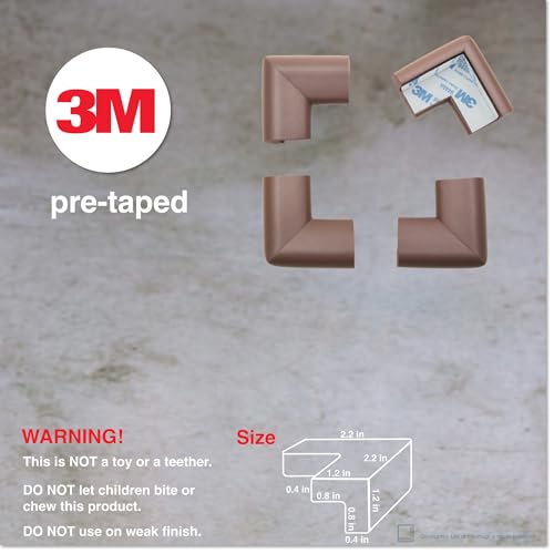 Roving Cove Baby Proof Corner Protector - Coffee Brown, 8 Large Pre-Taped Corners