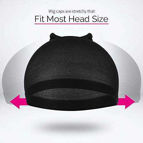 FANDAMEI Nylon Wig Caps 4 Pcs Stocking Wig Caps for Women Black