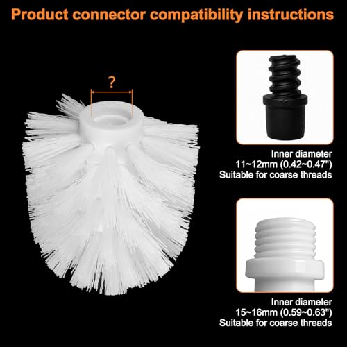 uxcell 3 Pack Toilet Brush Replacement Heads - Round Ball-Shaped, White, 12mm Diameter