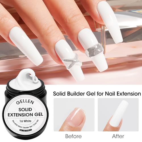 Gellen White Solid Builder Gel for Nails - 15g Non-Sticky 3D Sculpting & Carving Gel