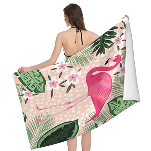 COMFAR Flamingo Microfiber Oversized Beach Towel for Women & Adults - Quick Dry Sand-Free Pool Towel 30x60