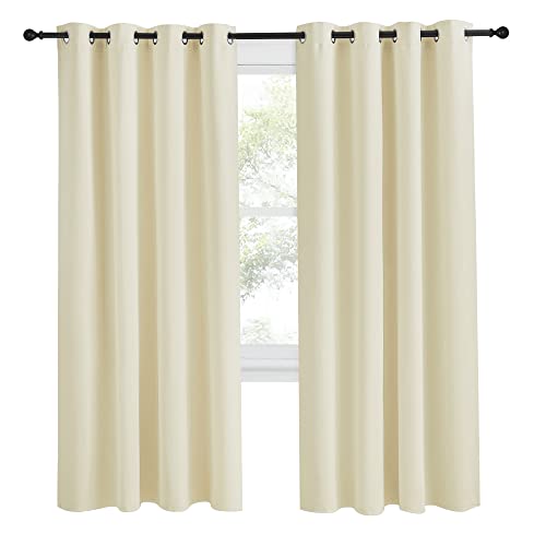 NICETOWN Room Darkening Blackout Curtain Panel for Kids - Beige 55x78